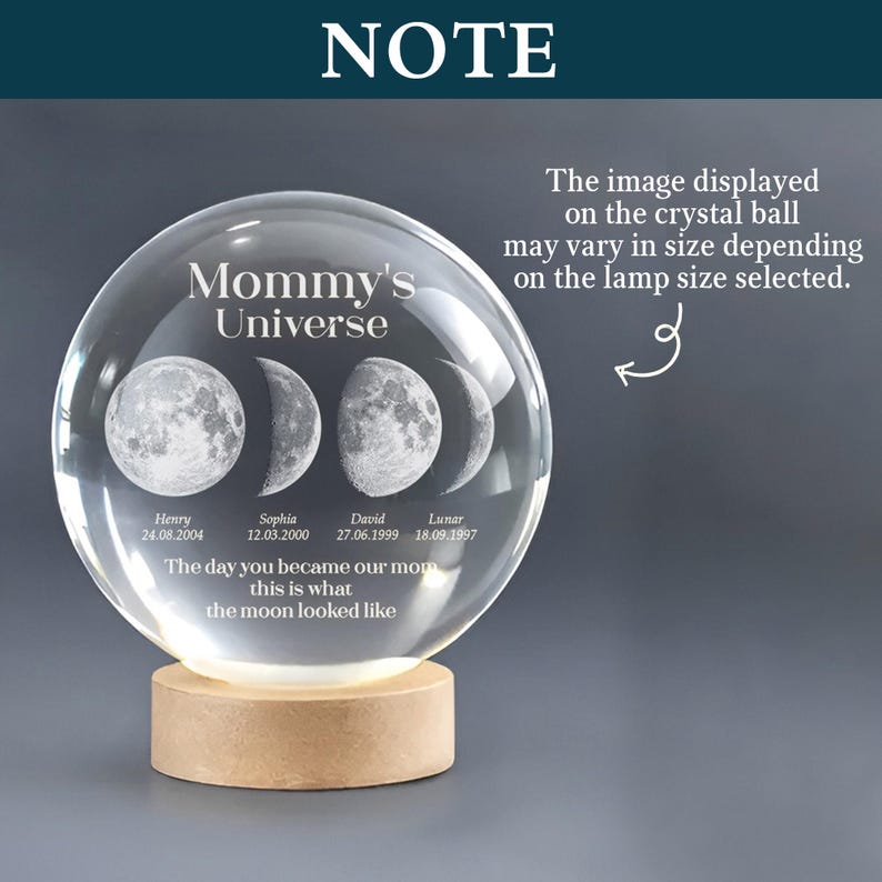 Personalized Mommy's Universe Crystal Ball Night Light | Mother's Day Gift