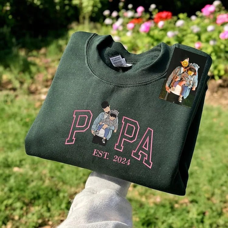 Custom Photo Embroidered Sweatshirt for DAD
