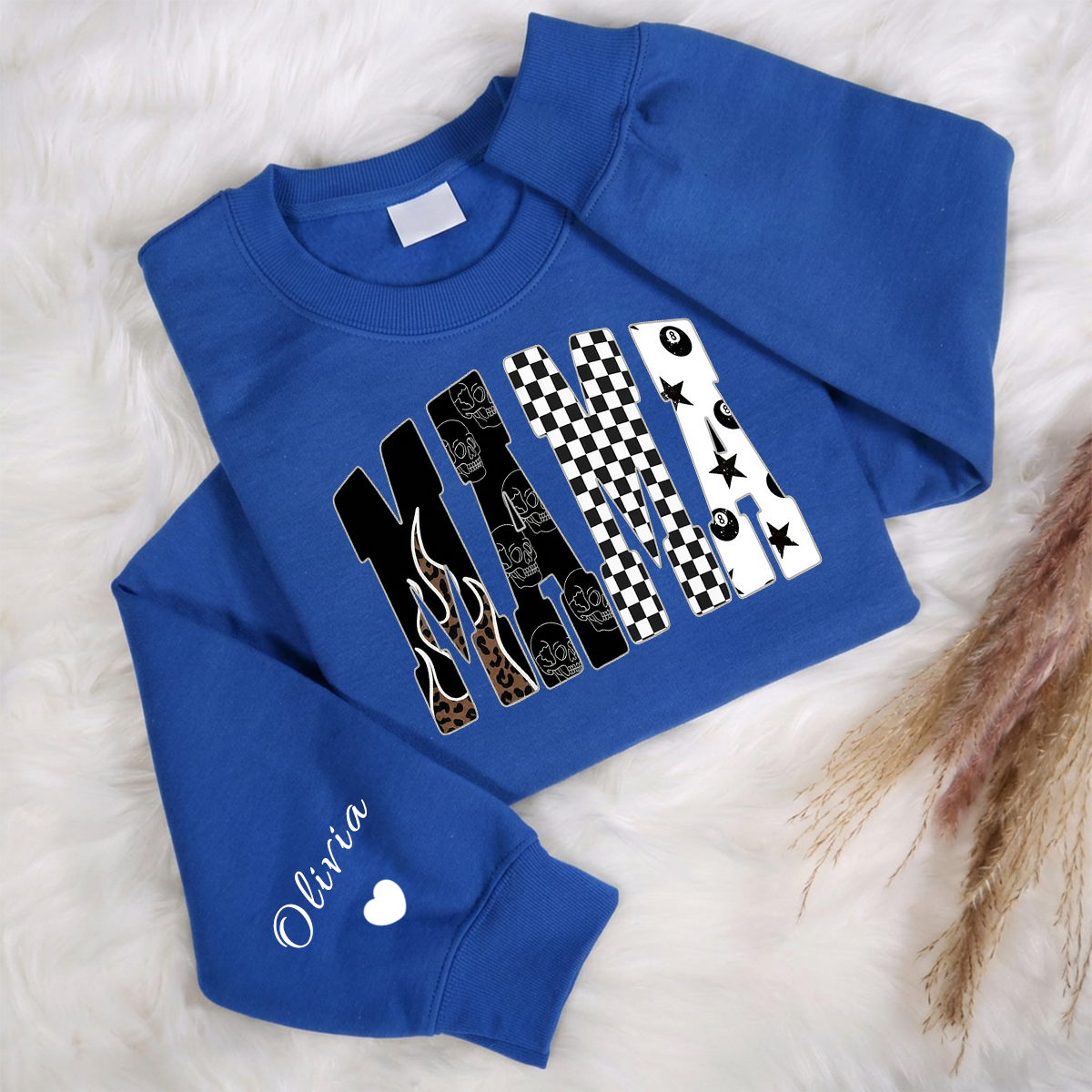 Custom Edgy Mama Crew Sweatshirt Western Clothing | Mother&
