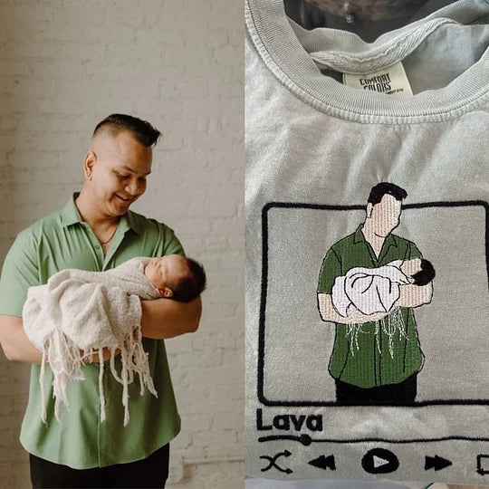 Custom Embroidered Photo Portrait Sweatshirt For papà, papá, dad
