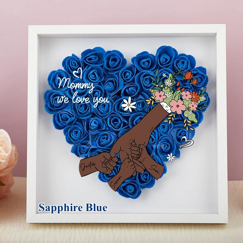 Personalized Flower Handprints Flower Shadow Box For Mom Gift | Mother’s Day gift