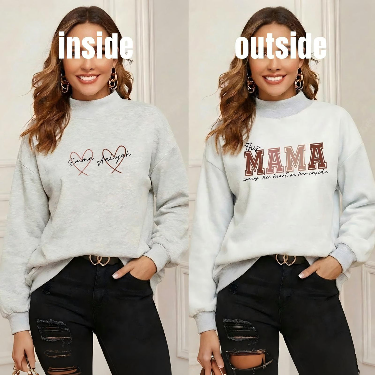Wear Your Heart on the Inside – Custom Mama Reversible Sweatshirt |Mother&
