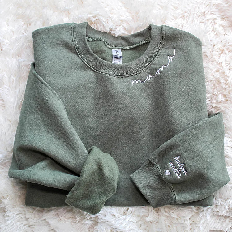 Custom Embroidered Mom Sweatshirt with name on Sleeve | Mother&