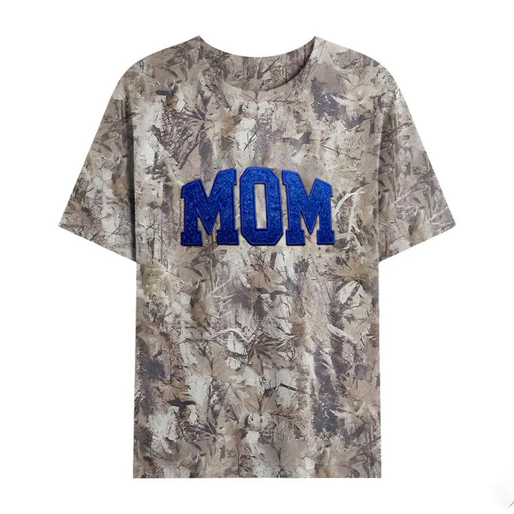 Personalized Custom Glitter Embroidered MAMA Camo Sweatshirt T-Shirt | Mother&