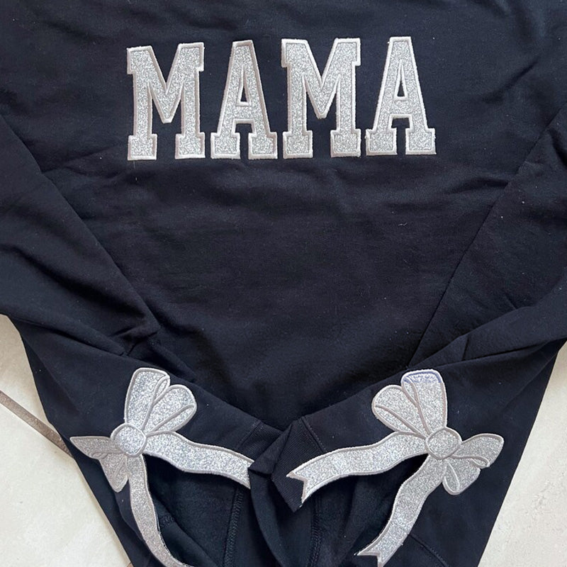 Custom Viral Side Bow Glitter MAMA Sweatshirt | Mother&