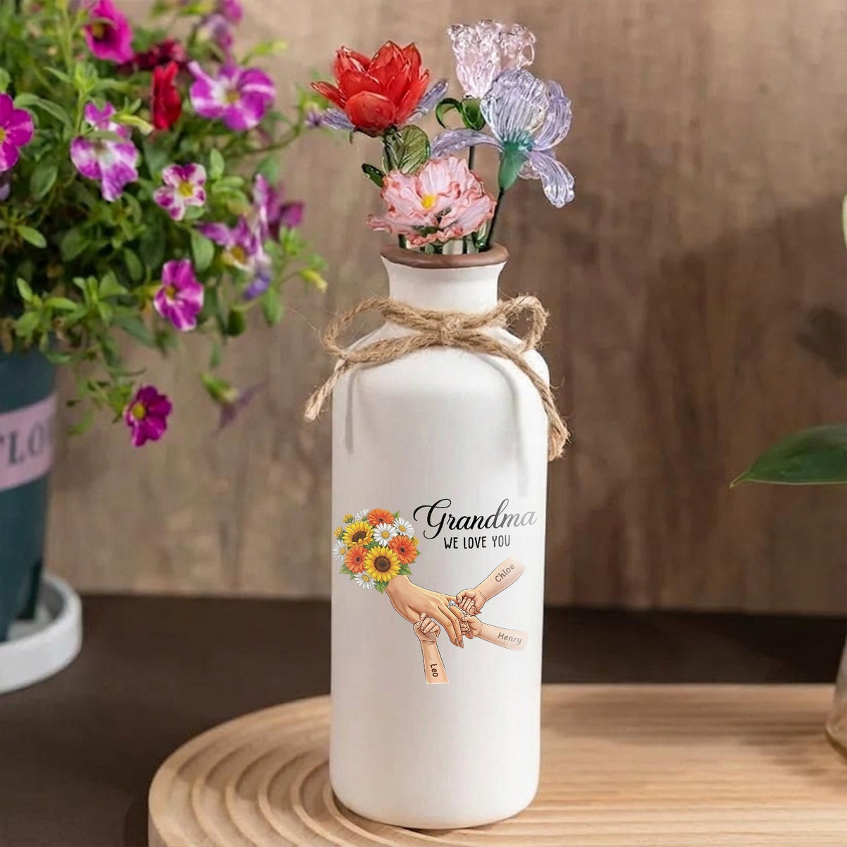 Personalized "Sunflower" Vase-Personalized Grandma Holding Hands|Best Mother&