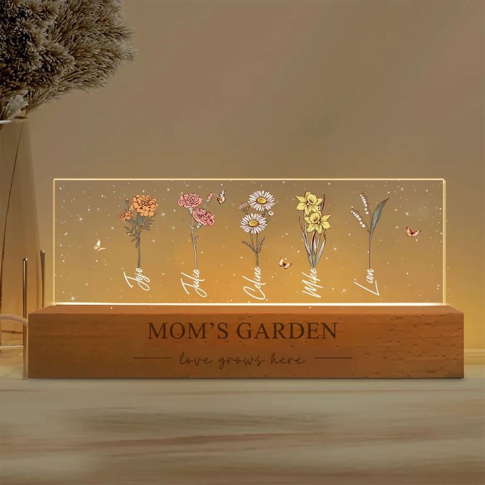 Personalized Acrylic Birthday Month Flower Night Light Warm Gift For Mother&