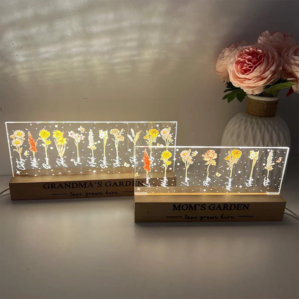 Personalized Acrylic Birthday Month Flower Night Light Warm Gift For Mother&