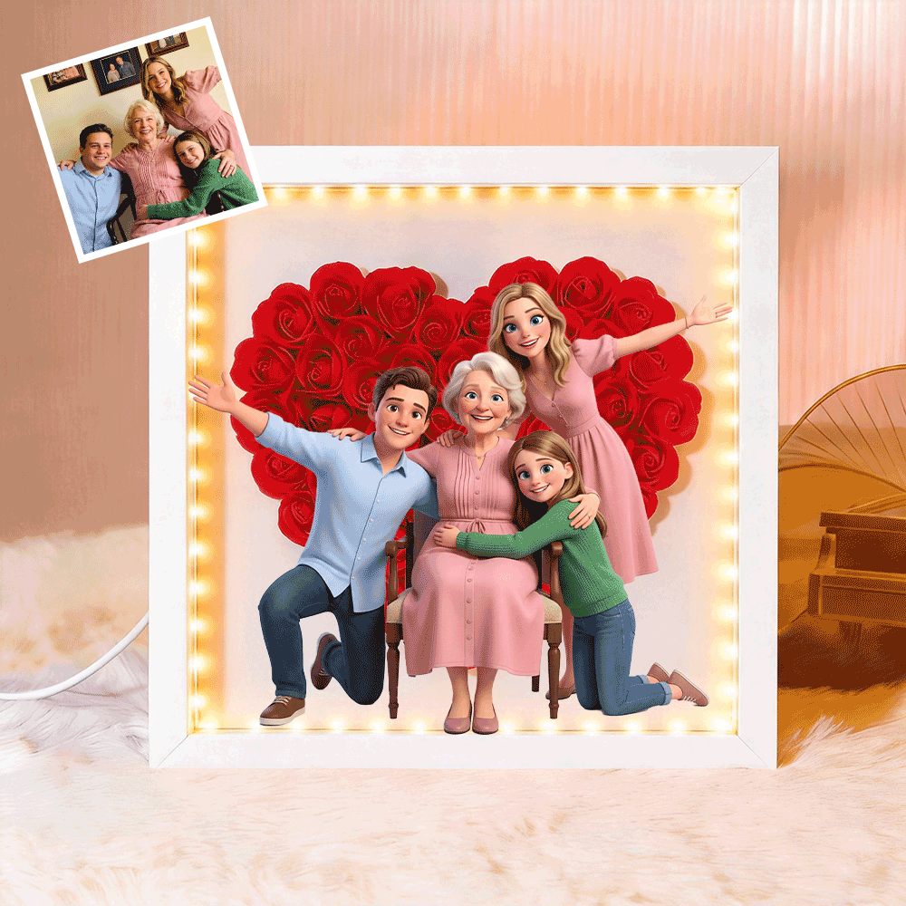 Personalized Flower Shadow Box - Custom Comic Style Photo, Gift For Mom, Gift For Mother&