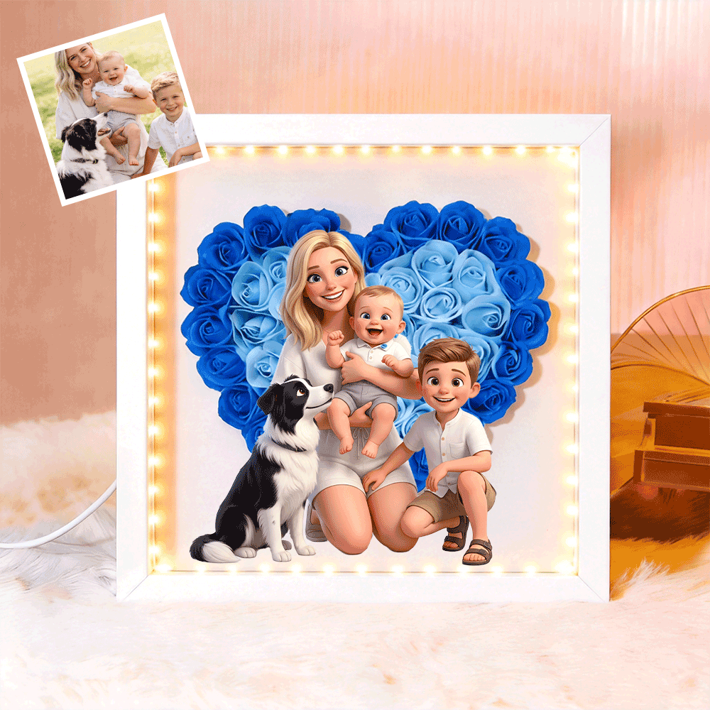 Personalized Flower Shadow Box - Custom Comic Style Photo, Gift For Mom, Gift For Mother&