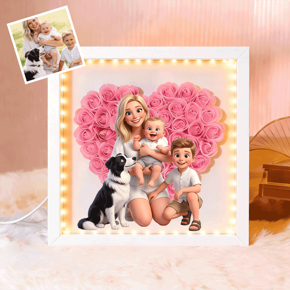 Personalized Flower Shadow Box - Custom Comic Style Photo, Gift For Mom, Gift For Mother&