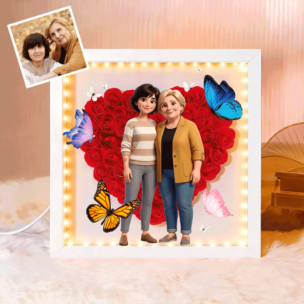 Personalized Butterfly Photo, Flower Shadow Boxgift For Mother&