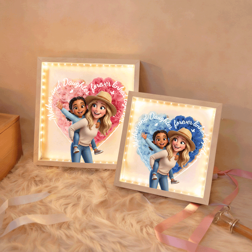 Mother & Daughter Forever Linked Together Flower Shadow Box – Personalized Photo Gift for Mom | Perfect Mother’s Day Gift