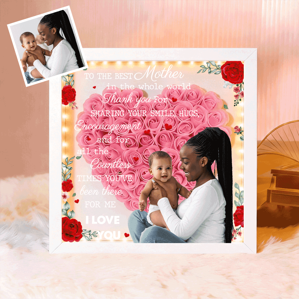 Custom TO THE BEST MOTHER IN THE WHOLE WORLD Flower Shadow Box Gift For Mother&
