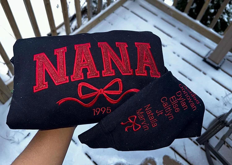 Mom glitter embroidered T-shirt&sweatshirt mother day/personalized year.