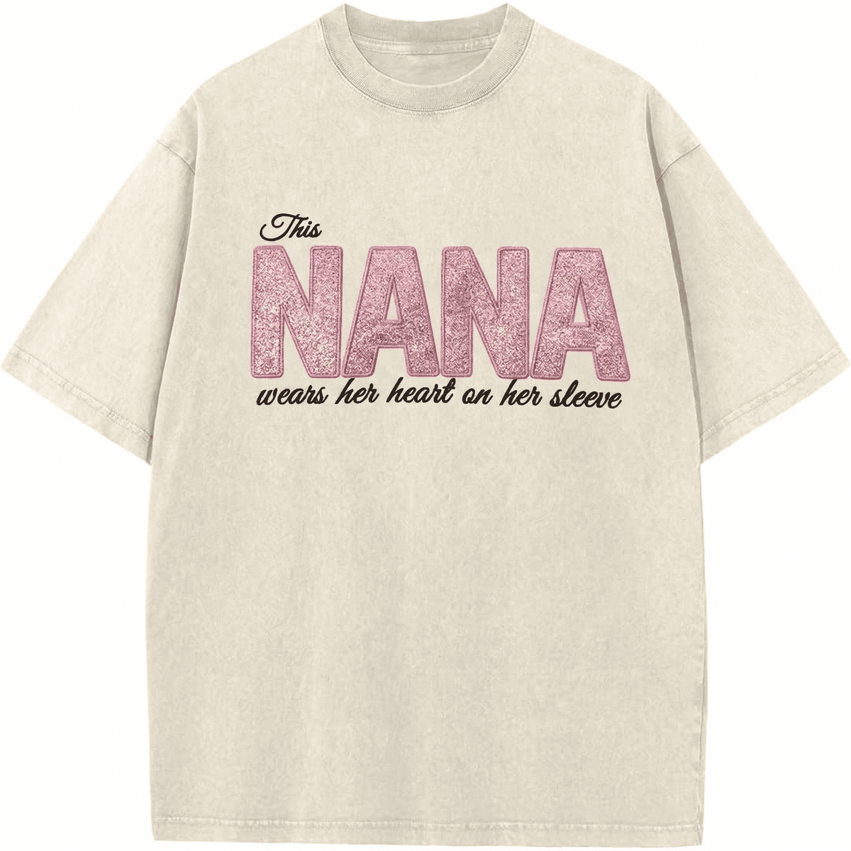 Custom Mama Glitter Embroidered Washed Sweatshirt with Kids&