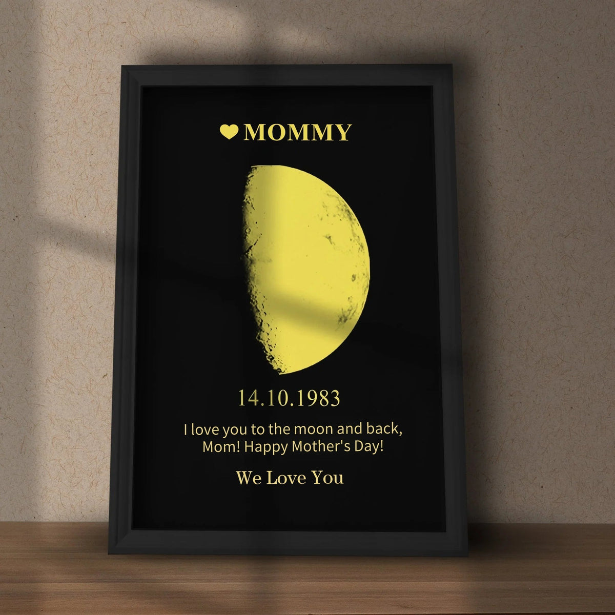 Custom Moon Phase With Custom Text - Commemorative Gift for Mom