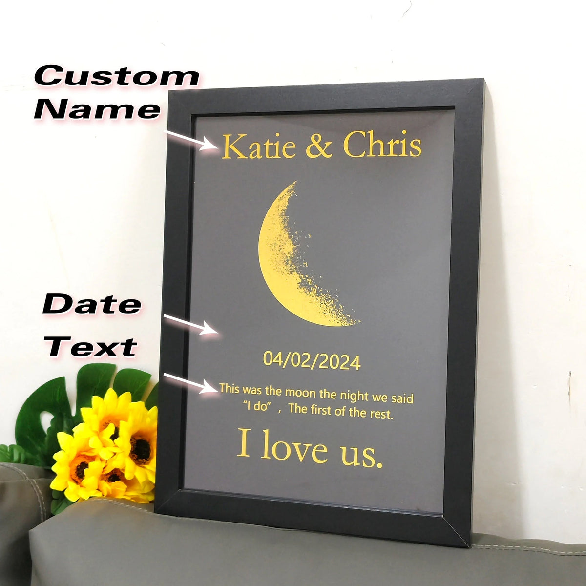 Custom Moon Phase With Custom Text - Commemorative Gift for Mom
