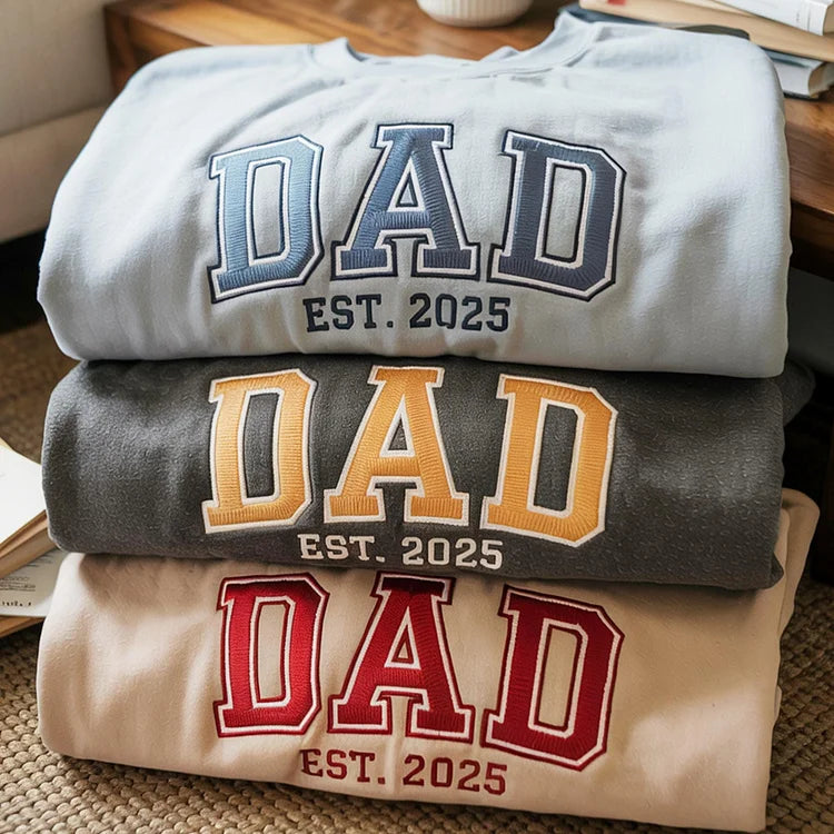 Custom Embroidered Dad Sweatshirt with Multilayer Outline