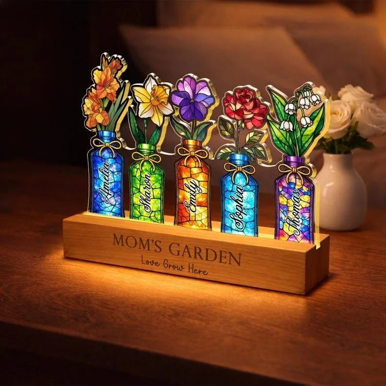 Personalized Mom’s Garden Birth Month Flowers Night Light – Mother’s Day Gift