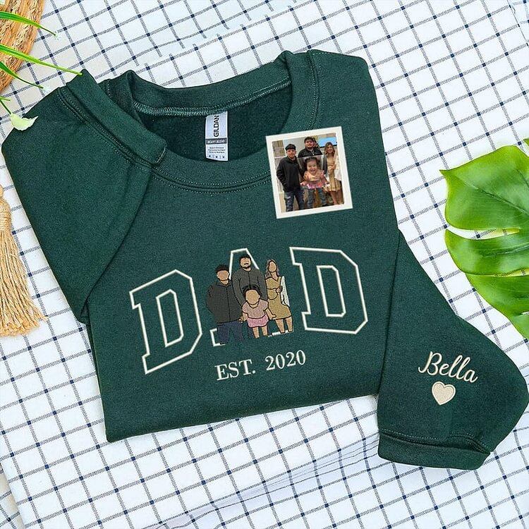 Custom Embroidered Dad Sweatshirt with Family Portrait | Father&