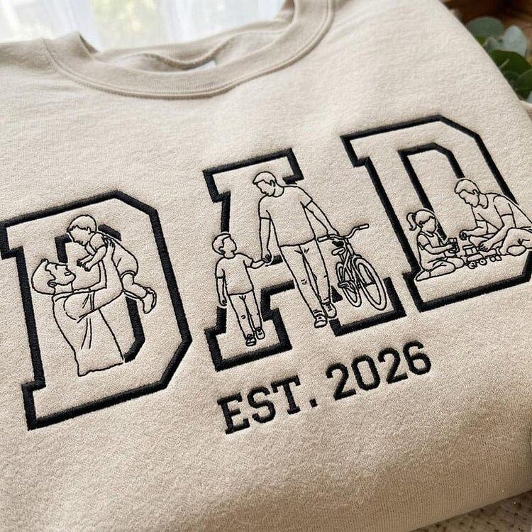 Custom Family Photo Sketch DAD Portrait Sweatshirt | Father&