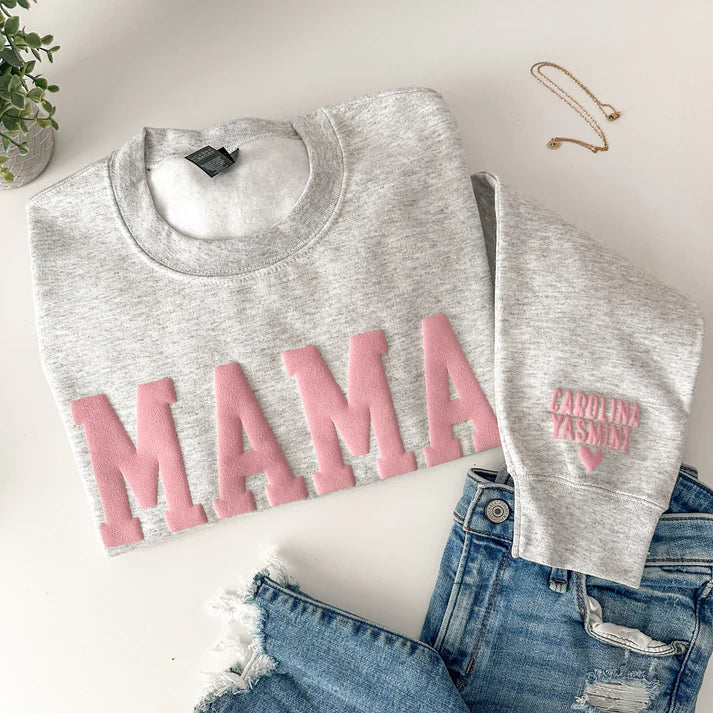 Custom 3D Puff Mama Sweatshirt - Gift for Mom