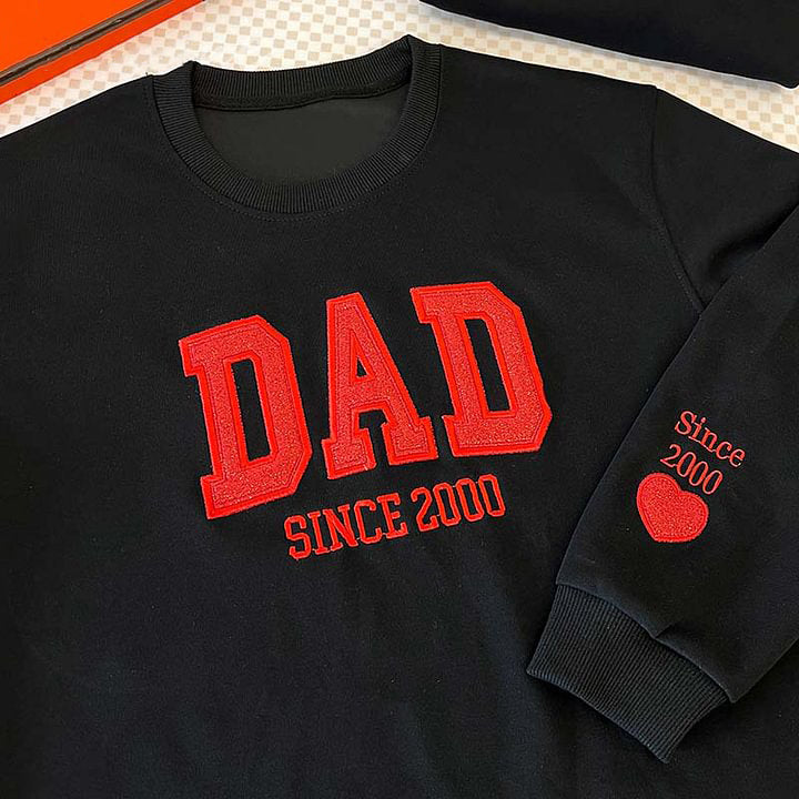 Custom Embroidered Glitter Vinyl DAD Sweatshirt | Gift For Dad & Grandpa