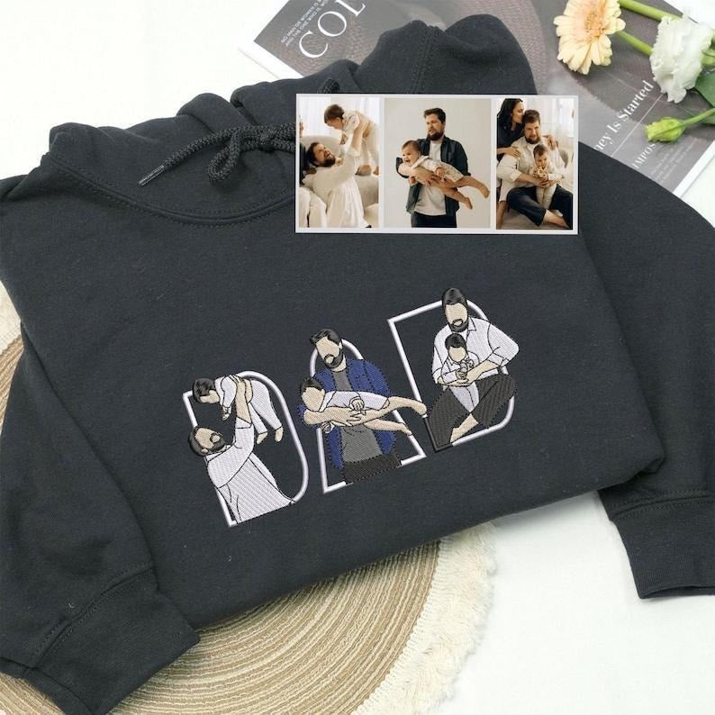 Custom Embroidered Mother & Child Photo Portrait Sweatshirt | Mother&