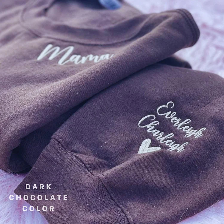 Custom Embroidered Grammy, grandma, mama Sweatshirt with Names on Sleeve | Mother&
