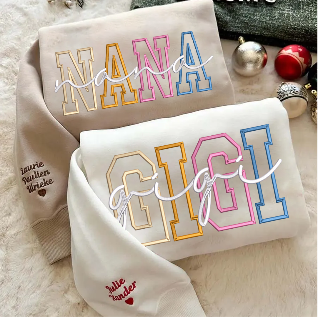 Custom Color Embroidered Nana Sweatshirt and Grandkids | Mother&