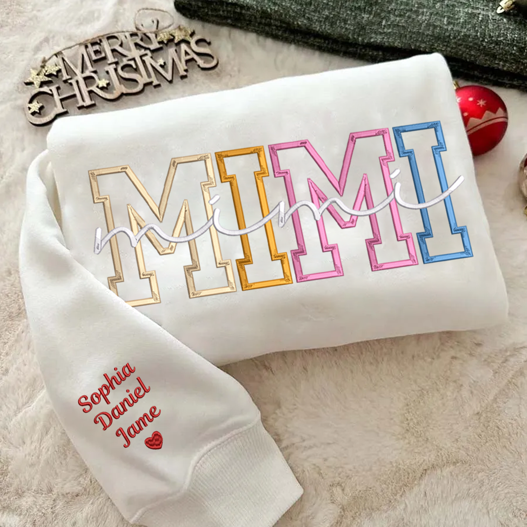 Custom Color Embroidered Nana Sweatshirt and Grandkids | Mother&