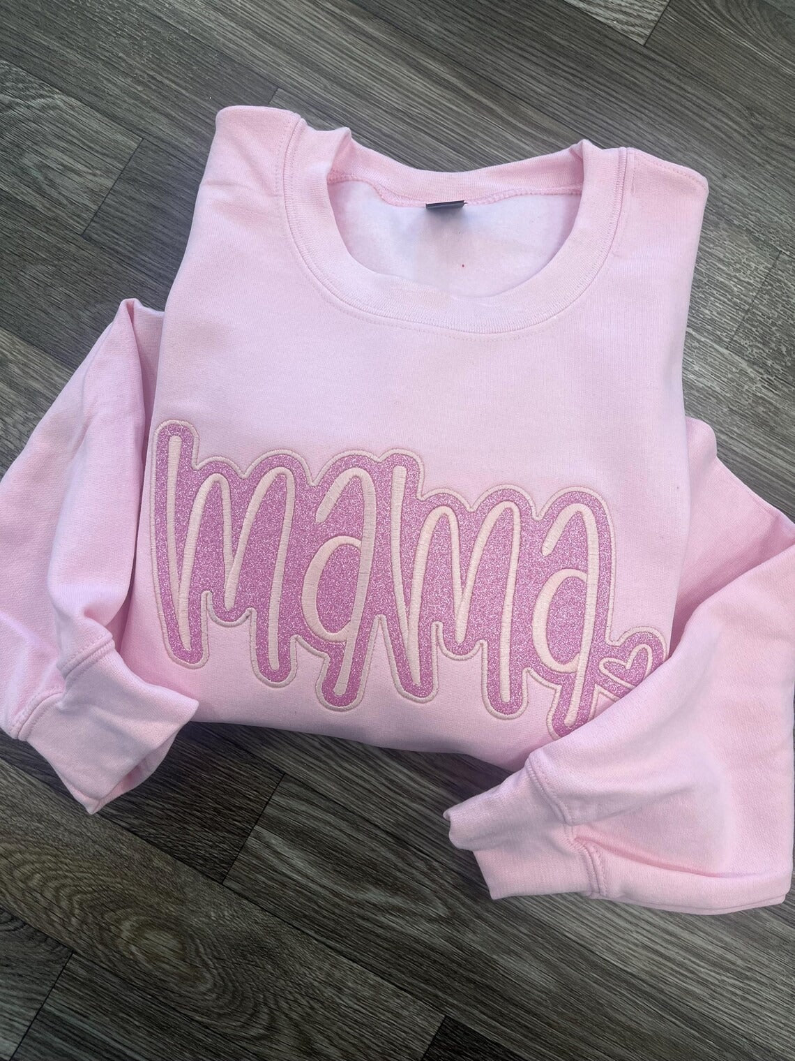 Custom Mama Glitter Applique Sweatshirt With Heart & Glitter Design | Mother&