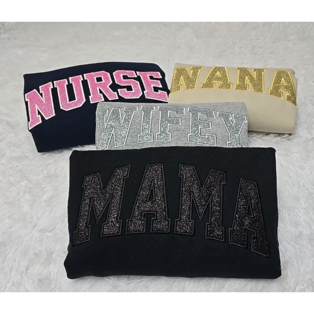 Custom Embroidered Applique Glitter Mama Sweatshirt - Gift for Mom