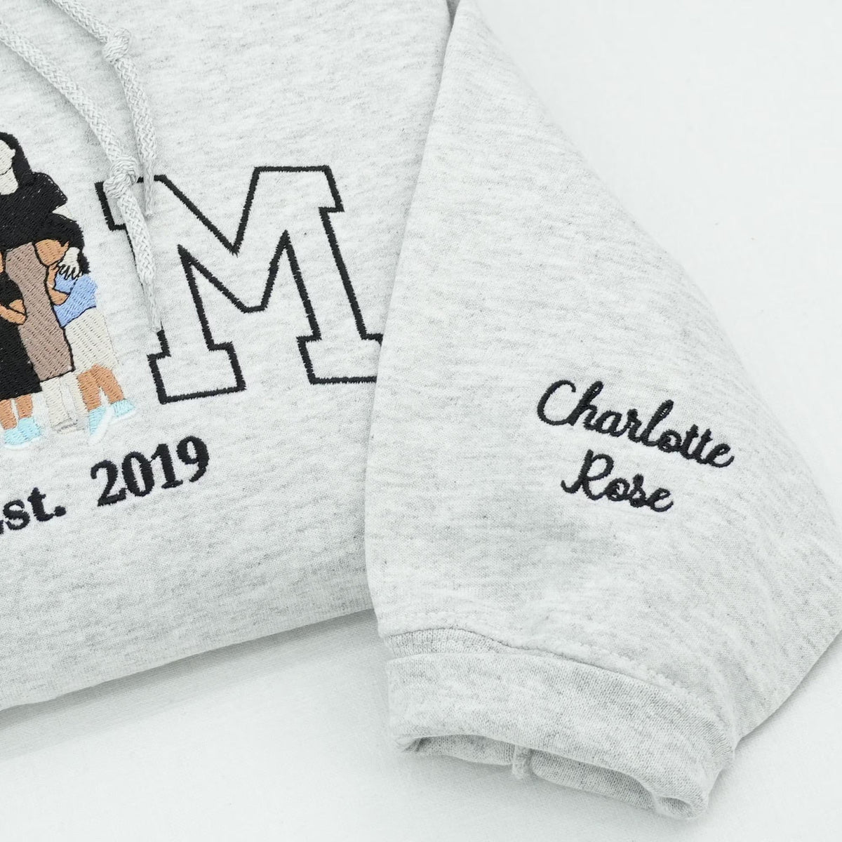 Custom Embroidered Photo Mom and Kids Family Portrait Sweatshirt | Mother&