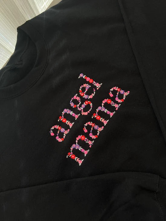 Custom Embroidered Angel Mama Floral Sweatshirt/Hoodie with Baby&