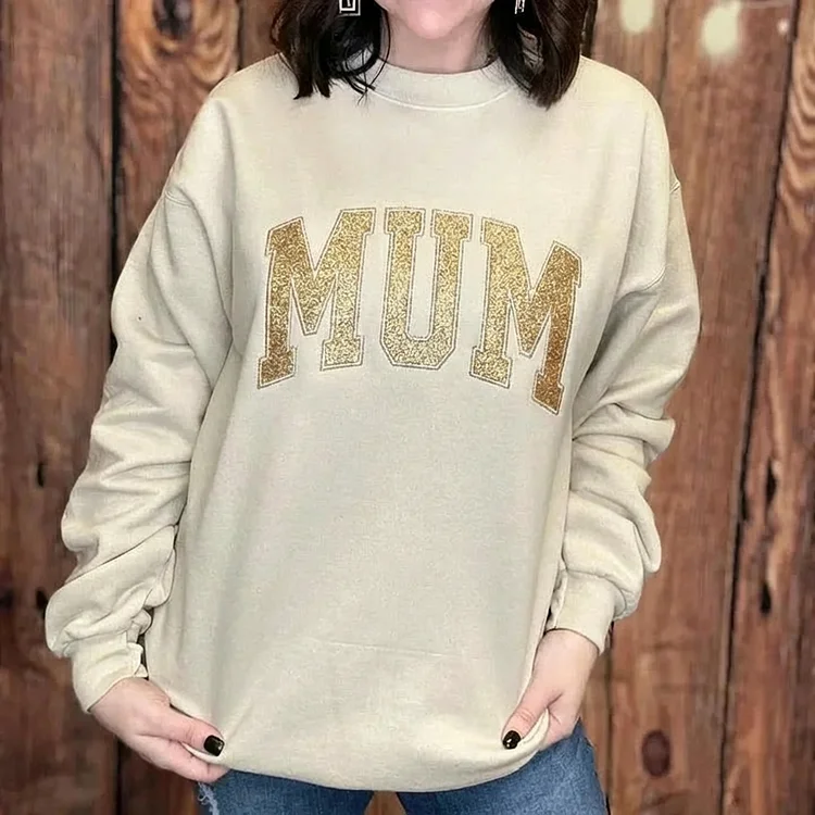 Custom Embroidered Applique Glitter Mama Sweatshirt - Gift for Mom