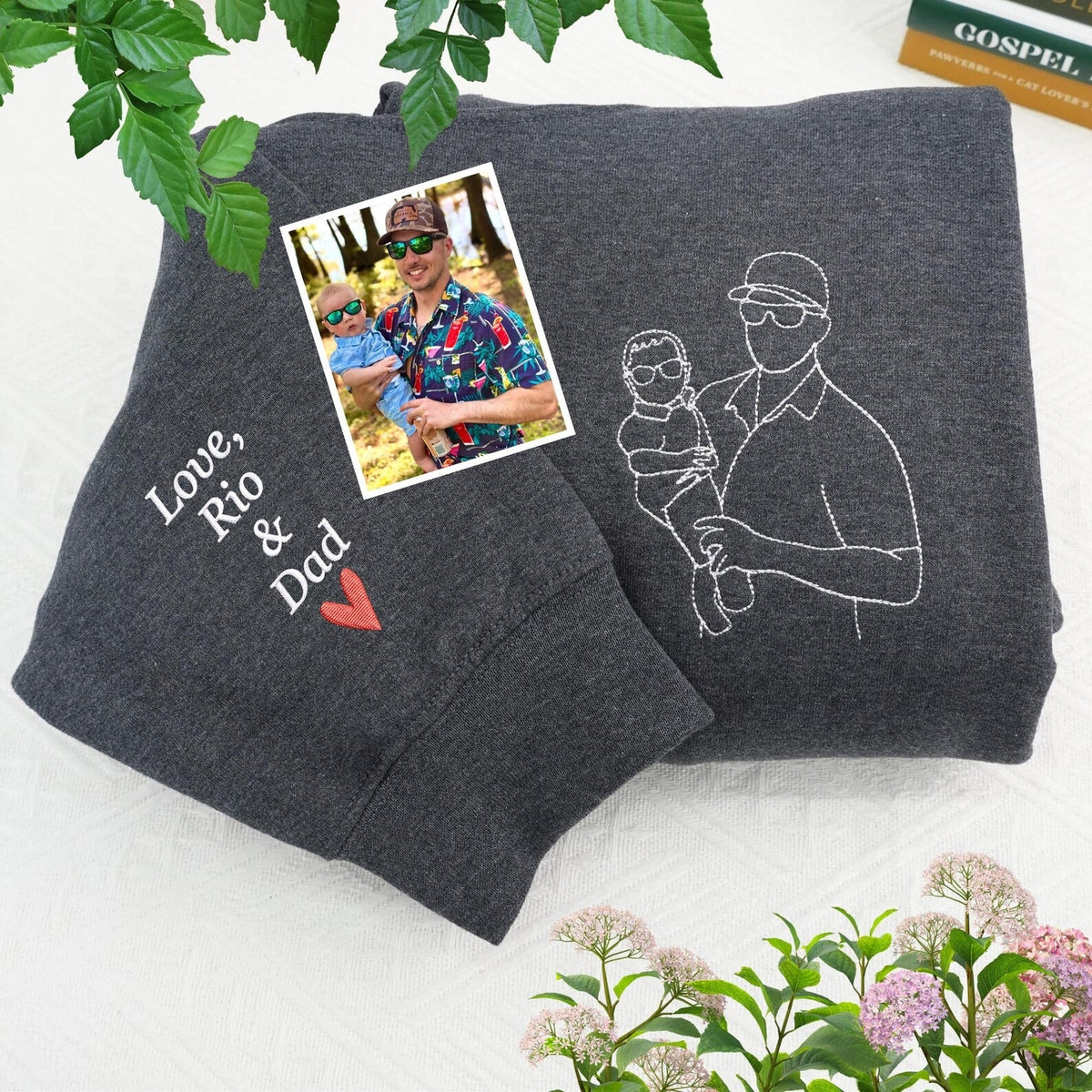 Custom Parent-Child Photo Outline Embroidered Sweatshirt - Surprise Mother&