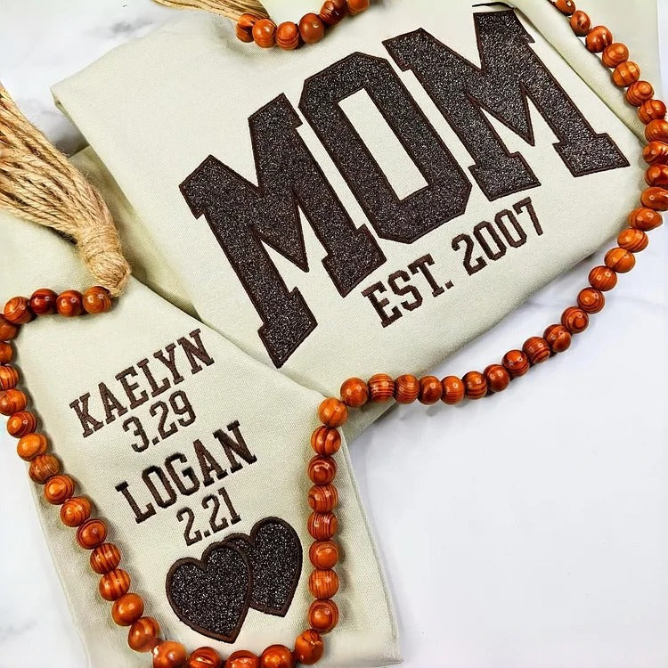 Custom Embroidered Applique Glitter Mama Sweatshirt - Gift for Mom