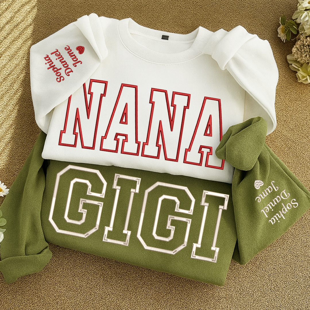Custom Embroidered Personalized Mama Nana Gigi Mimi and Grandkids Sweatshirt | Mother&
