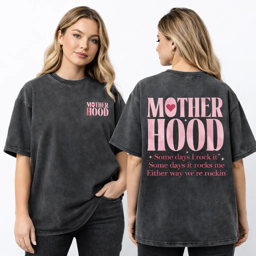 Motherhood "Rockin' It" Vintage Washed Oversized Tee