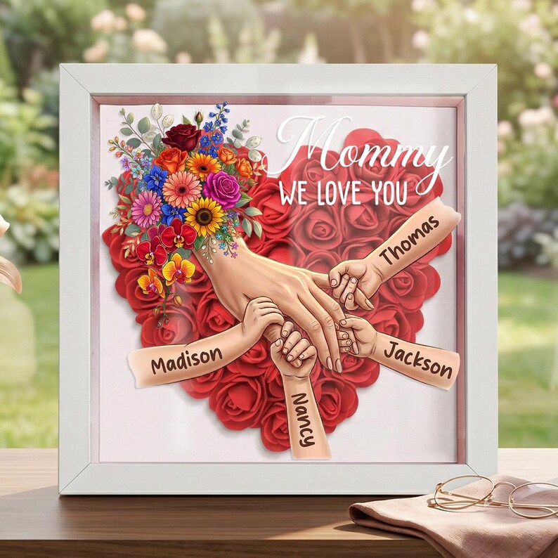 Personalized Mom Holding Hands Shadow Box-Mother&