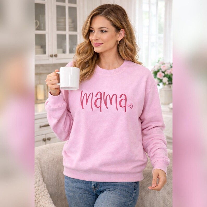 Custom Mama Heart Embroidered Sweatshirt | Mother&