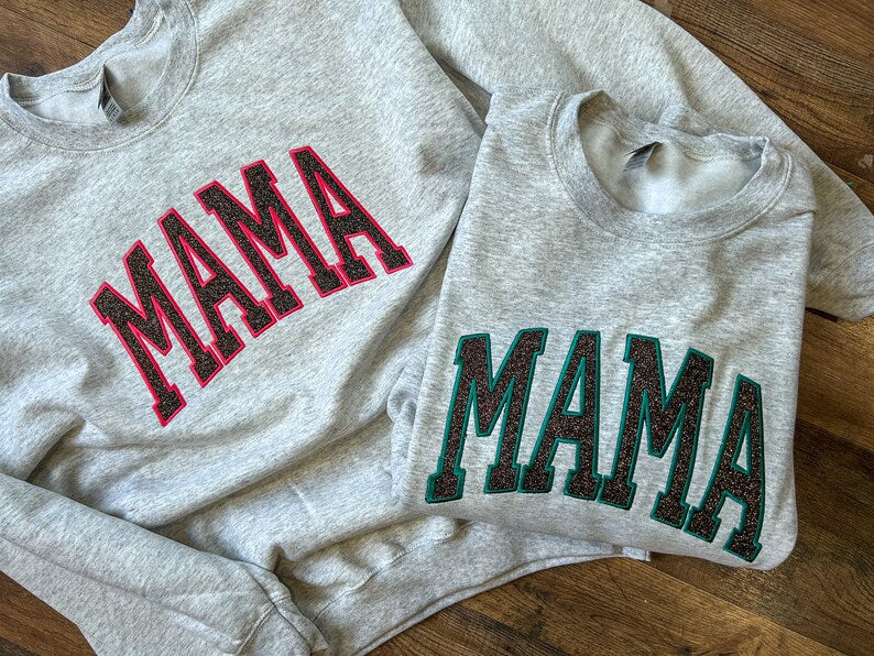 Custom Mama Arched Glitter Sweatshirt | Mother&