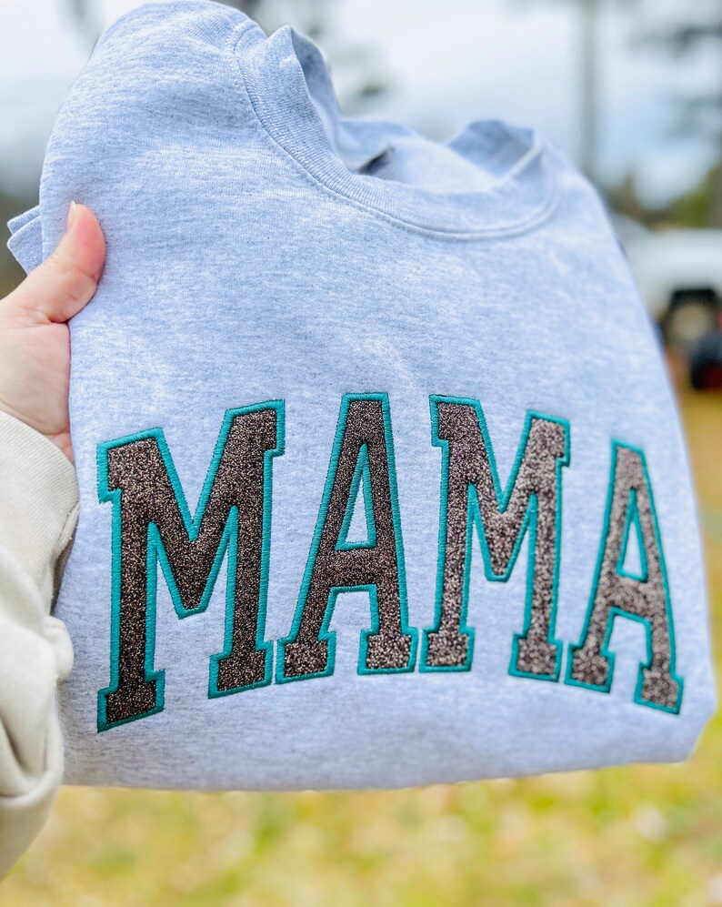 Custom Mama Arched Glitter Sweatshirt | Mother&