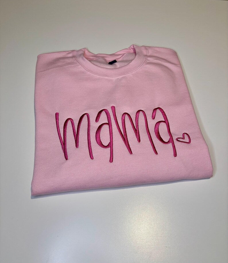 Custom Mama Heart Embroidered Sweatshirt | Mother&