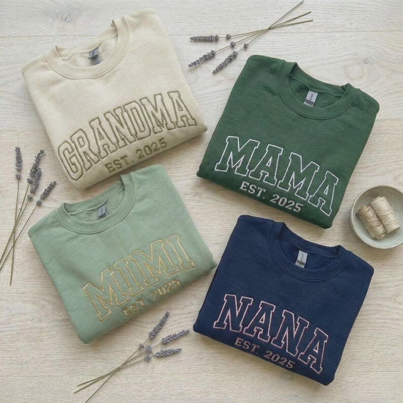 Custom Embroidered Mom Dad Sweatshirt with Name On Sleeve | Mother&