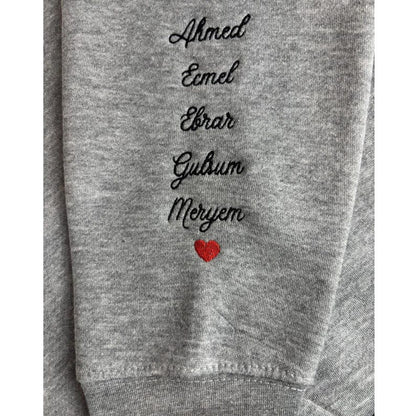 Custom Mama Hoodie with Heart – Personalized Kids Names Sleeve &amp; Est. Year Embroidered Sweatshirt
