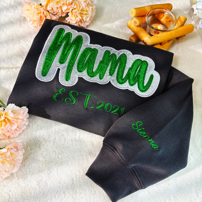 Custom Glitter Mama/Grandma Applique Sweatshirt /Hoodie | Mother&