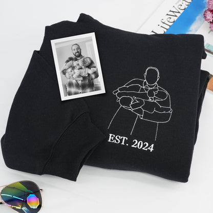 Custom Embroidered Photo Portrait Sweatshirt Gift for papà,papá,pai